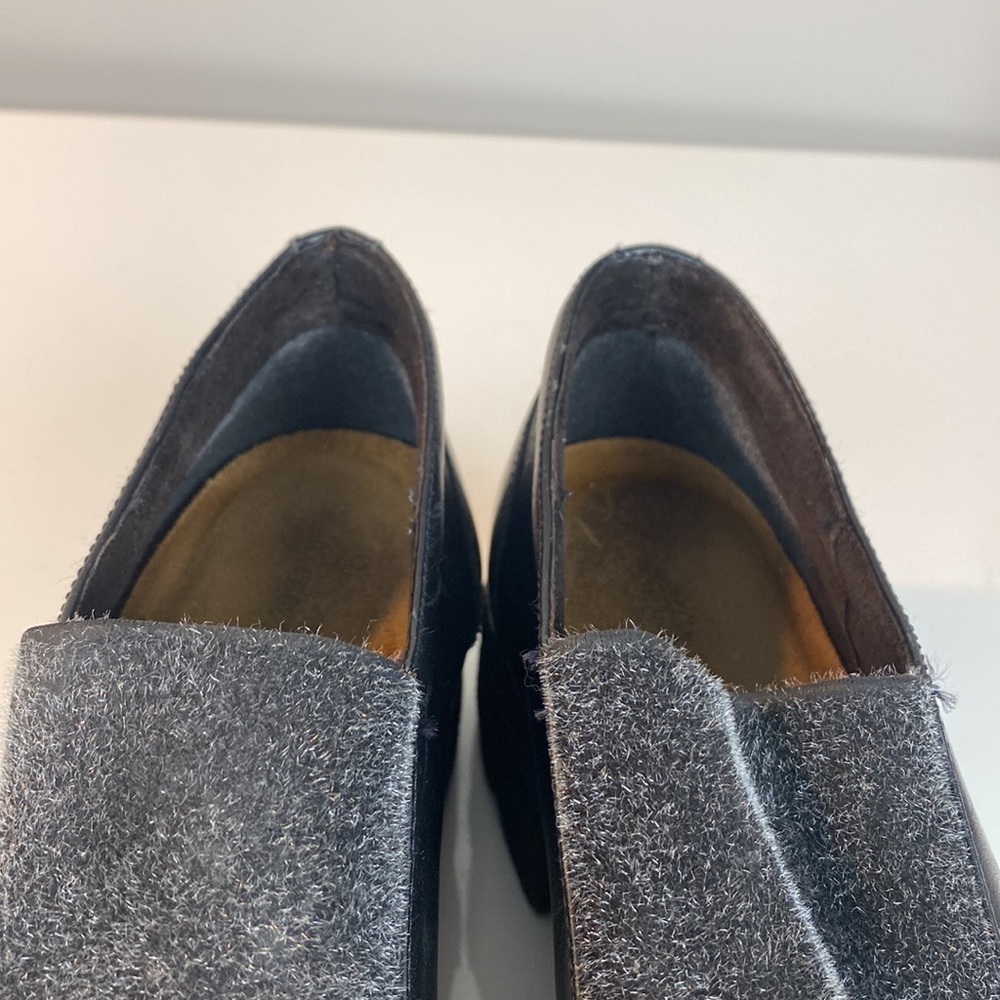 Naot Black Leather Mixed Media Chunky Loafer w/ Gray Fabric Detail Size EU 38.5 - Picture 16 of 16